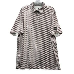 AndersonOrd Flip Flop Print Performance Golf Polo Shirt White Pink Resort L